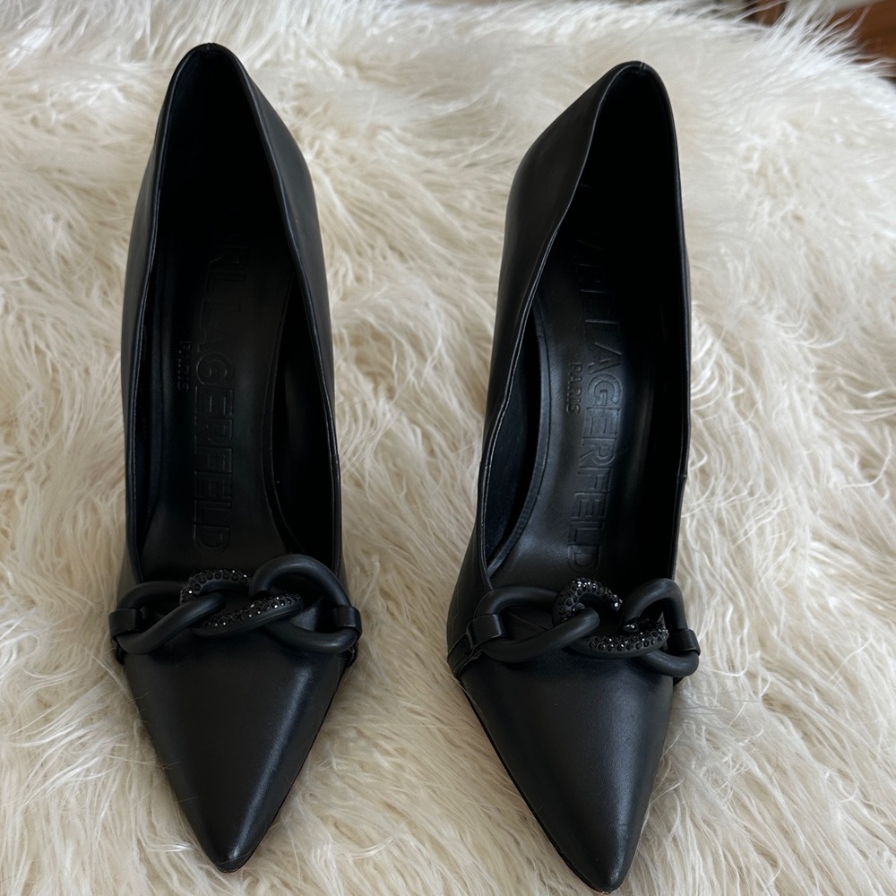 Karl Lagerfeld Black Chain Detail Heels